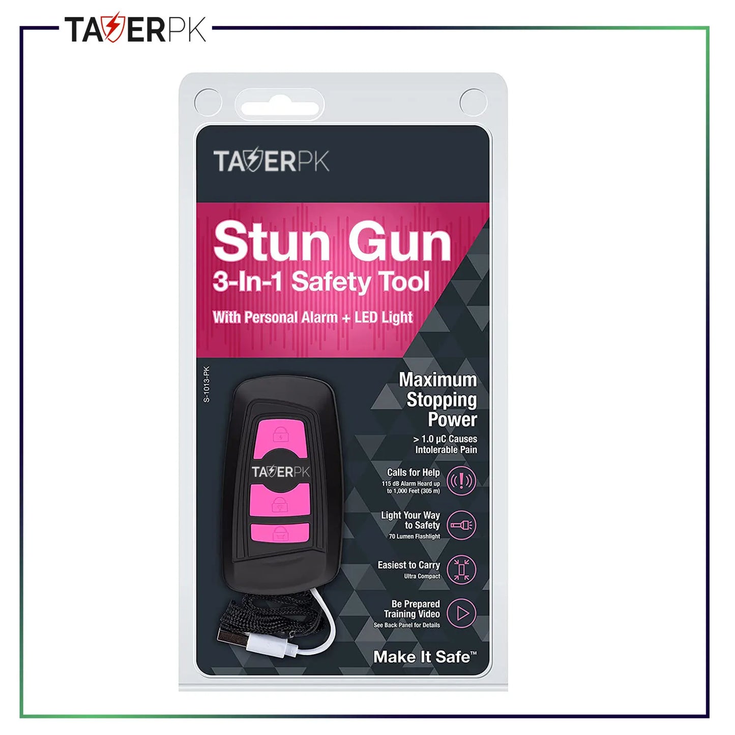 Taser TP-880-36 Billion Mini Stun Gun – Rechargeable with LED Flashlight