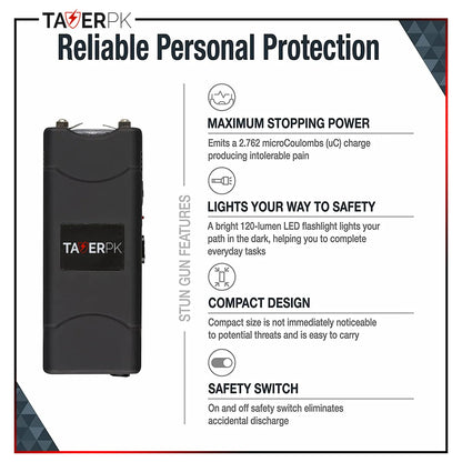 Taser TP-801 – 35 Billion Micro Stun Gun – Rechargeable with LED Flashlight