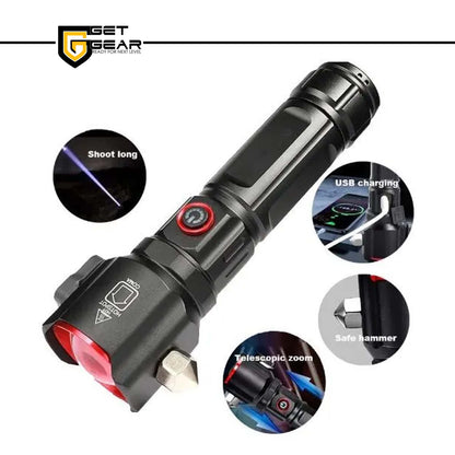 Safety cob side light USB charging life hammer with magnet multifunctional strong light flashlight