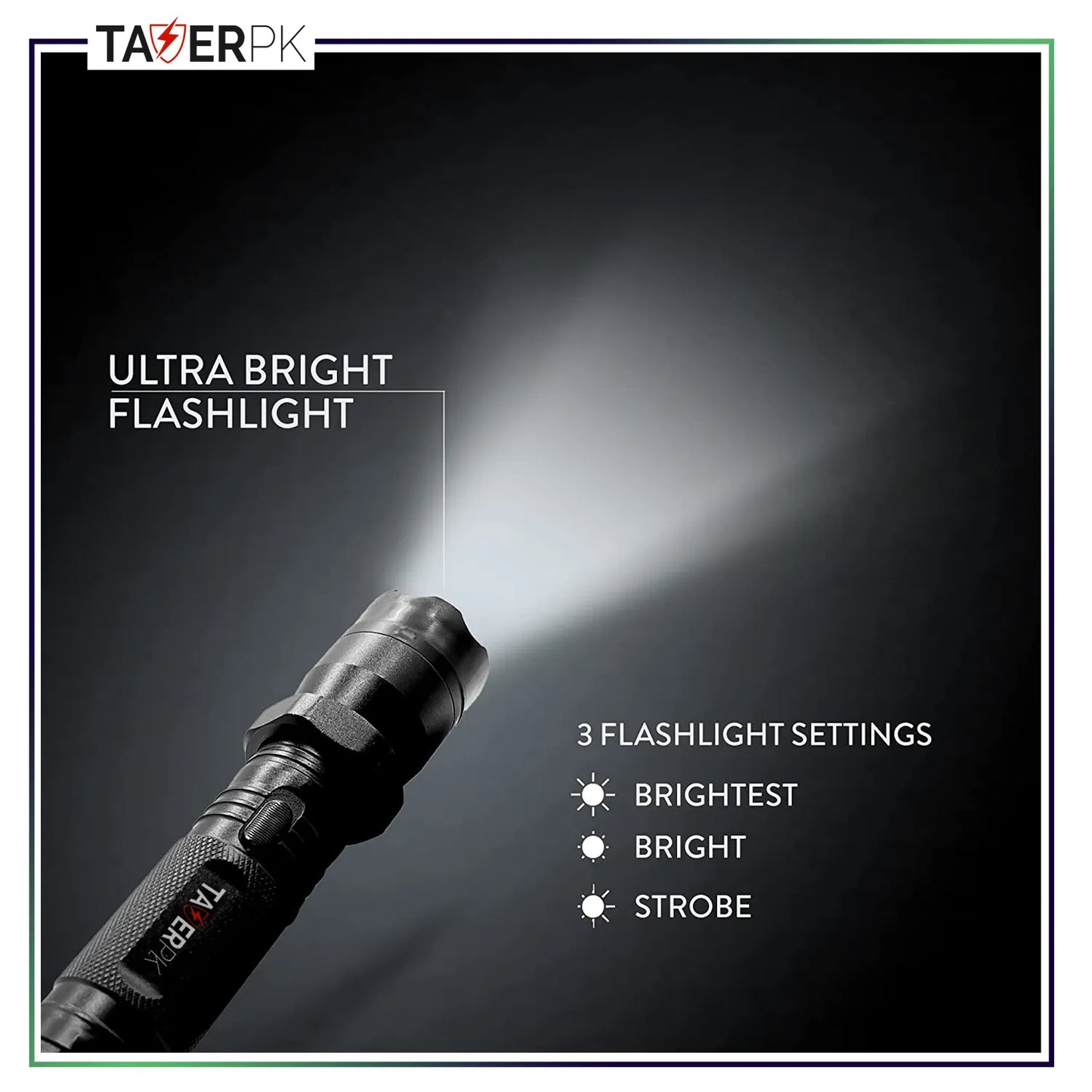 Taser TS-1801 – Aluminum Series 59 Billion Heavy Duty Stun Gun – Rechargeable with LED Tactical Flashlight