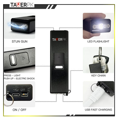 Taser TS-1502 – 36 Billion Heavy Duty Stun Gun – Rechargeable with LED Flashlight