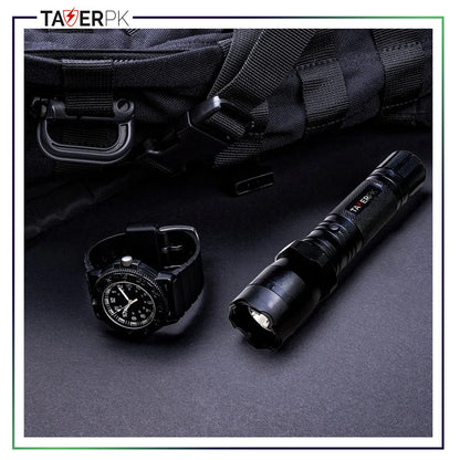 Taser TS-1801 – Aluminum Series 59 Billion Heavy Duty Stun Gun – Rechargeable with LED Tactical Flashlight