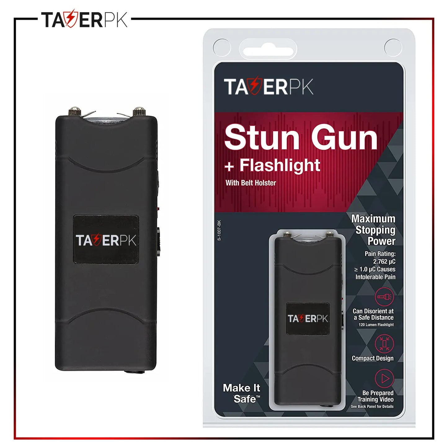 Taser TP-801 – 35 Billion Micro Stun Gun – Rechargeable with LED Flashlight