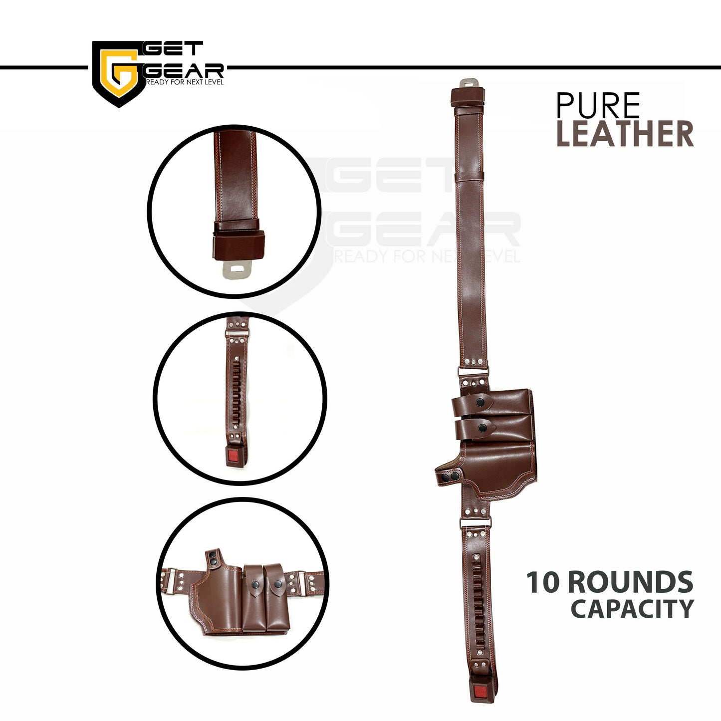 Waist Leather Pure Holster With Two Magazine