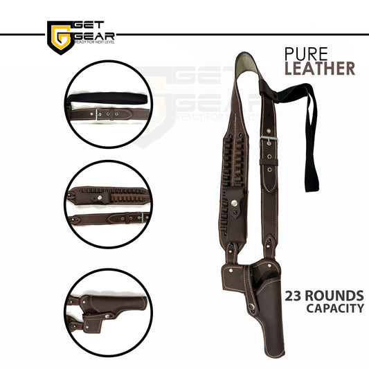 One Side Shoulder Pure Leather Holster With 23 Rounds Capacity