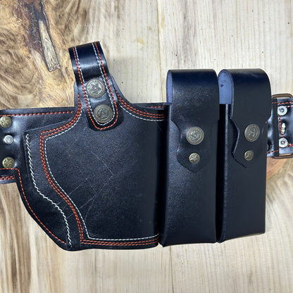 Waist Leather Handmade With Two Mag