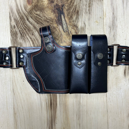 Waist Leather Handmade With Two Mag