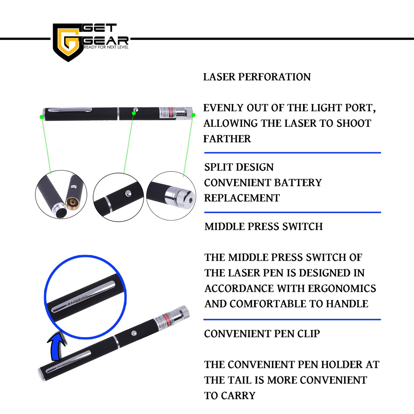 Laser Pointer Pen Shape Green Light - Presentation Tool