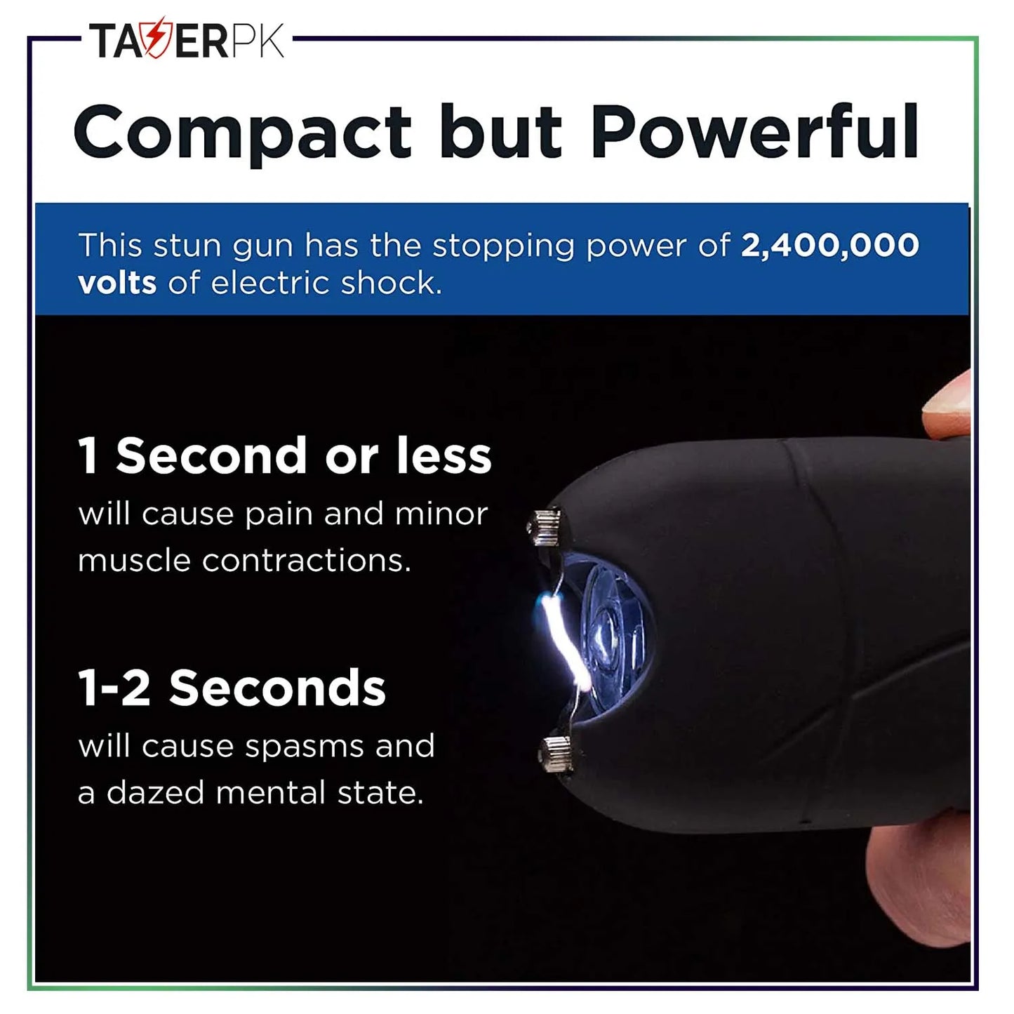 Taser TP-881 – 35 Billion Curved Stun Gun – Rechargeable with LED Flashlight